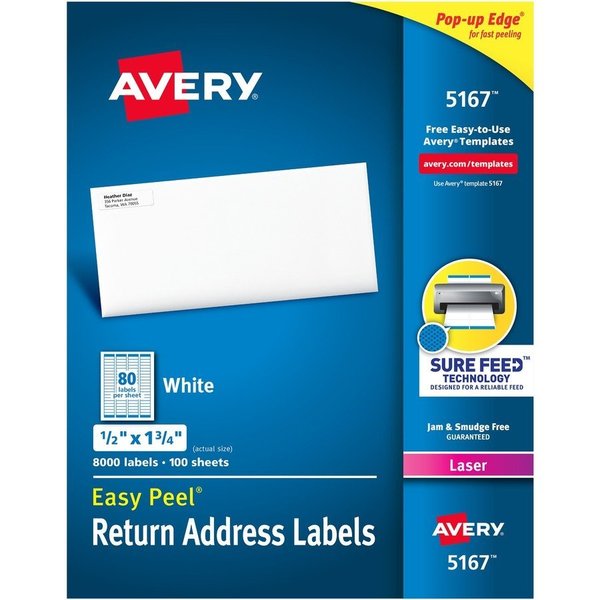 Avery Label, Ezpeel, Lsr, 1/2X1.75 8000PK AVE5167